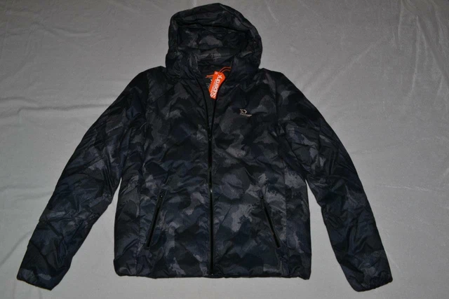 Autentico Superdry Uomo Echo Trapunta Piumino Giacca Navy Mimetica Tutte Taglie