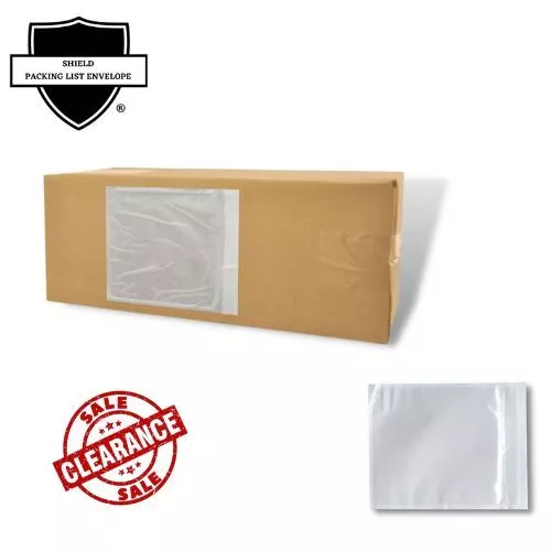 2000 Pack Clear Re-Closable Full Face Packing List Envelopes - 4" x 6" Back Load