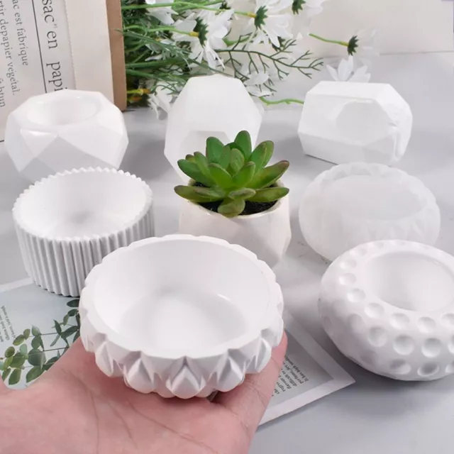 Acheter Moule pot de fleurs cristal résine plateau moule hydroponique  conteneur fleur Vase Silicone moule rond hexagone