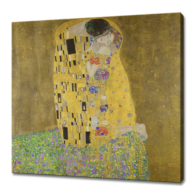 Gustav Klimt The Kiss Reproduction Canvas Print Wall Art Picture