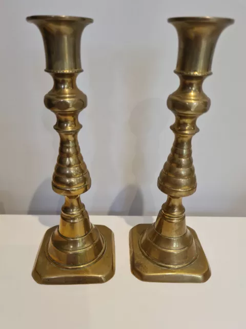 Old Pair Of Vintage Quality Made Solid Brass  Candlesticks 🇬🇧 Free UK P&P