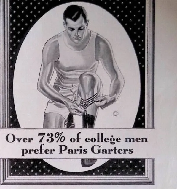 1931 Paris Men's Garters Socks University College Students Original Print Ad
