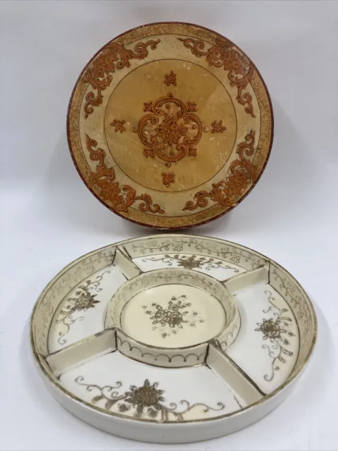 Vintage Japan Moriyama Mori-Machi Hand Painted 5 Section Divided Dish With Box