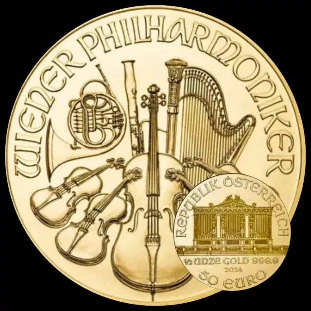 Goldmünze 1/2 Halbe Unze/oz 999.9 Gold  „Wiener Philharmoniker“ 2024