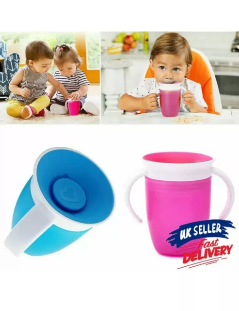 360 Silicone Spill Proof Sippy Cup Toddler Baby Blue