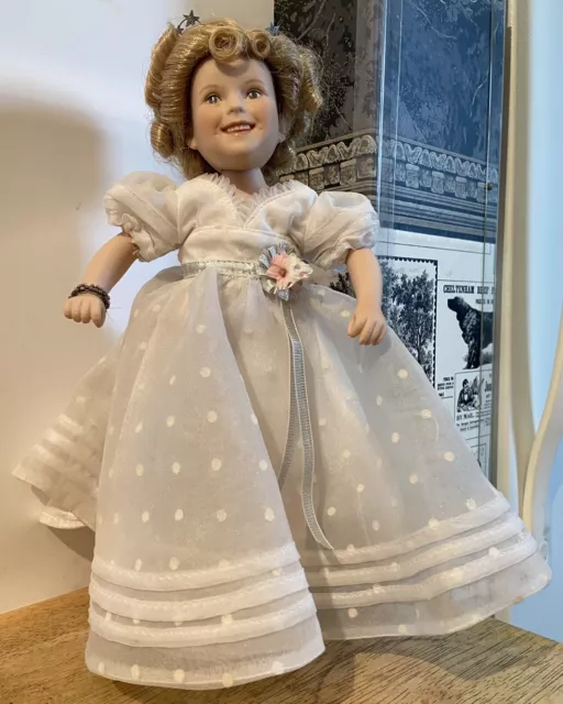Porcelain Shirley Temple Doll by Elke Hutchens / Danbury Mint - 11" with Stand