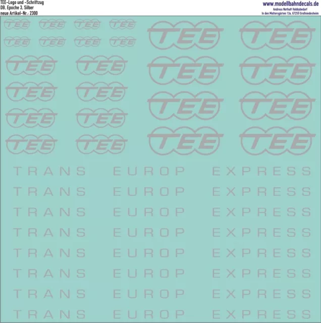 TEE-Logos in versch. Größen, Schriftzug, Silber Siebdruck Kreye Decals, 120-2300