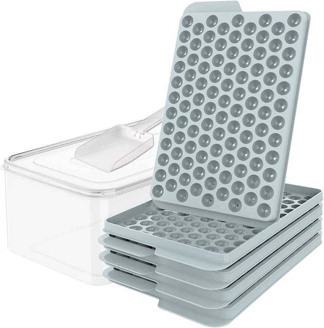 WIBIMEN Mini Upgraded Small Ice Cube Trays Easy Release, 104x4 PCS Tiny Blue