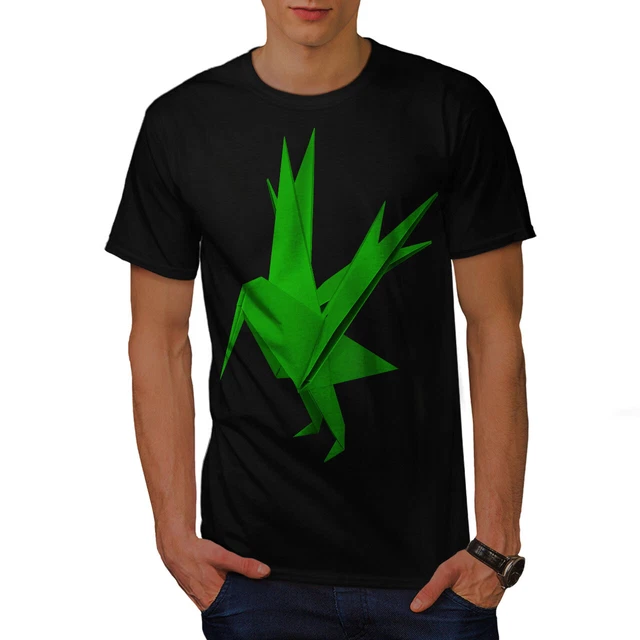 Wellcoda Origami Bird Art Mens T-shirt, Japan Graphic Design Printed Tee