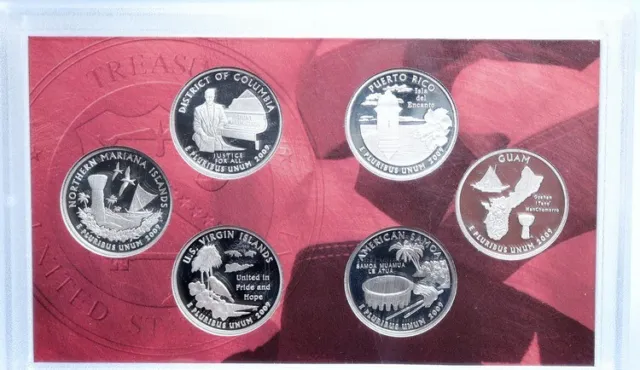 2009 S US Territory DC MARIANA PR GUAM SAMOA Proof Silver 25c 6 Coin SET i114114