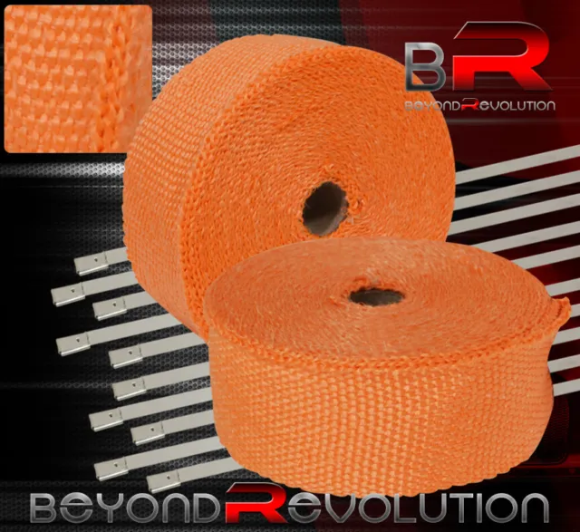 30 Foot Turbo Header Induction Piping Heat Wrap Cover + Zip Ties Orange