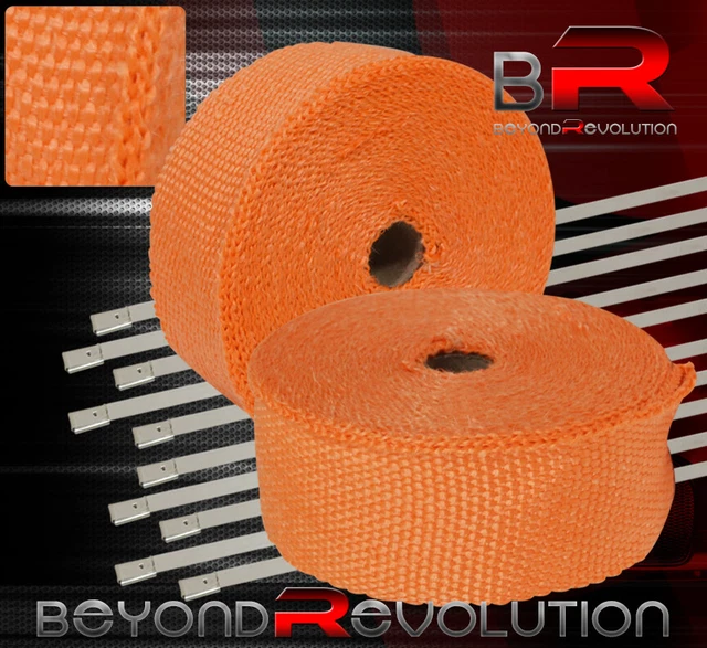 30 Foot Turbo Header Induction Piping Heat Wrap Cover + Zip Ties Orange