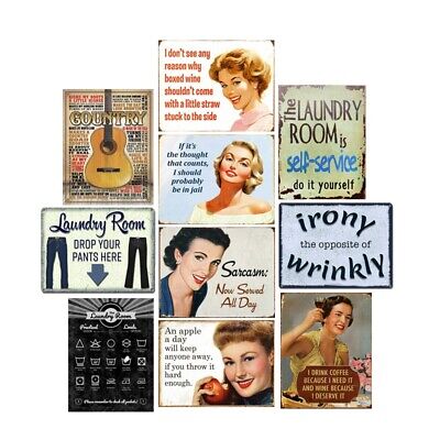 Pin-up Retro Metal Tin Signs Plate Laundry Room Rules Poster Art Wall Decor