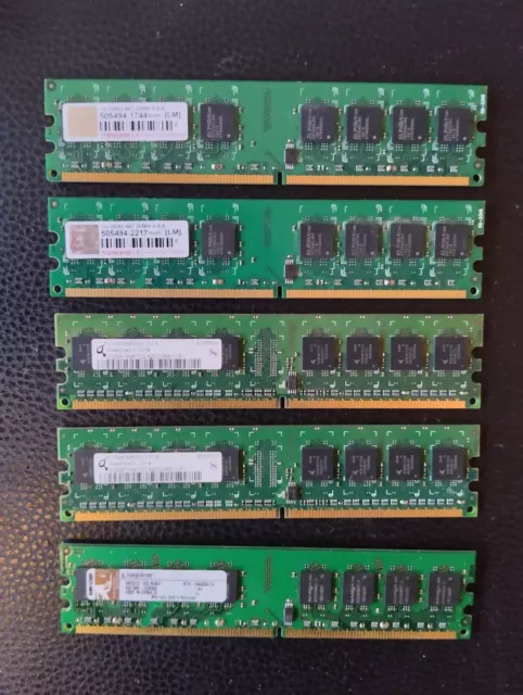 Lot de 5 barrette de ram ddr2 (3x1go + 2x512mo)