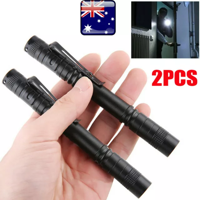 LED TACTICAL FLASHLIGHT SMALL Torch Light Bright TINY Penlight Pocket Mini Pen