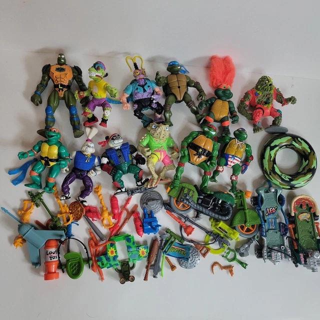 Huge Vintage Tmnt Lot Figure Accessories Weapons Playmates Ninja Turtles