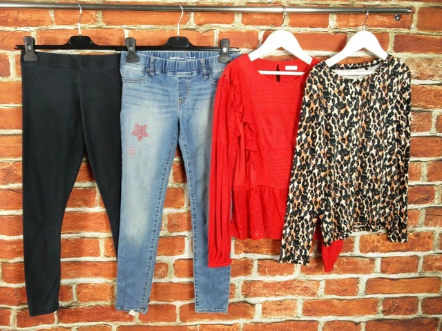 Girls Bundle Age 10-11 Years Next Gap Jeggings Leggings Top Leopard Kids 146Cm