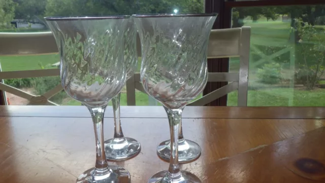 Copas de vino de remolino transparente remolino óptico copas de agua recortadas de platino 4 8 oz tallos