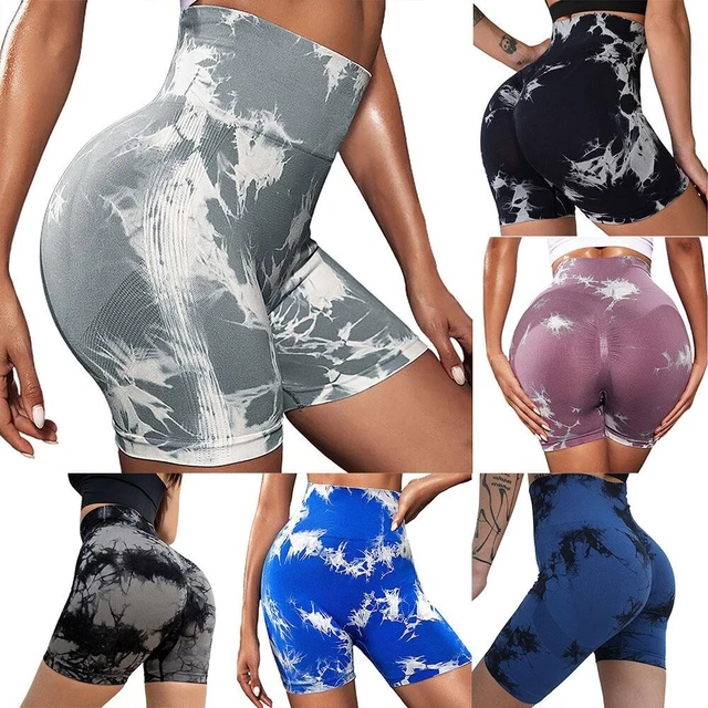 Modisch Yogahosen Activewear Sport Druck Frau Hohe Taille Hose Kurze Hosen