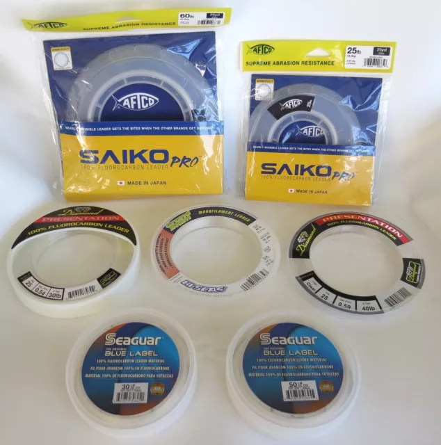 7 Spools Fluorocarbon Leader & Monofilament 25-80Lb Test Fishing Line Brand New