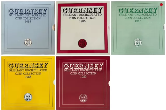 Guernsey Annual Brilliant Uncirculated Coin Collection Set 1985-1989 Choose Year