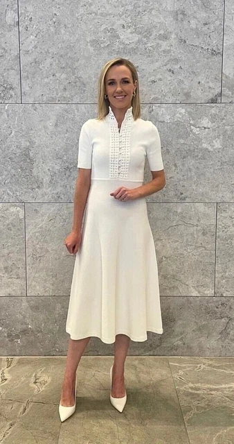 SCANLAN THEODORE WHITE Crepe Knit midi Daisy Soft Dress size XL $2,750.00 -  PicClick AU
