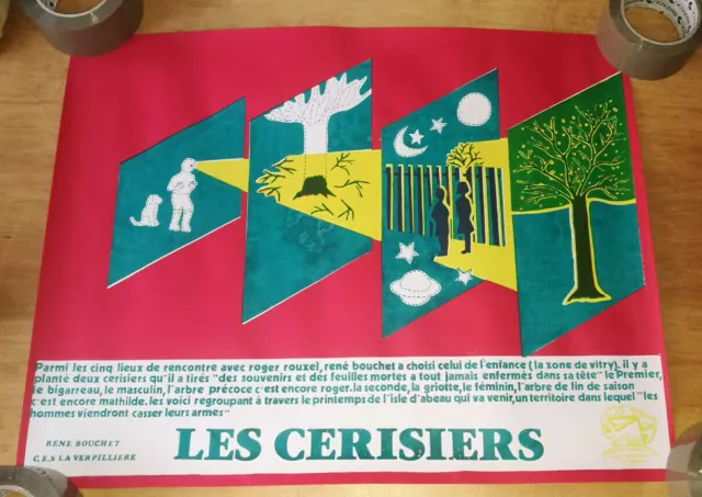 Affiche En Serigraphie Cinema Armand Gatti Roger Rouxel 1977 Les Cerisiers