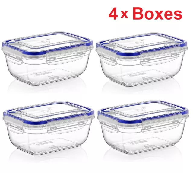 4x Food storage containers Airtight food boxes Clip Seal Lock with Lids