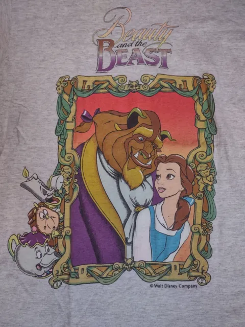Disney Beauty and the Beast Belle Lumiere Vintage Portrait T Shirt Grey Men's L 3