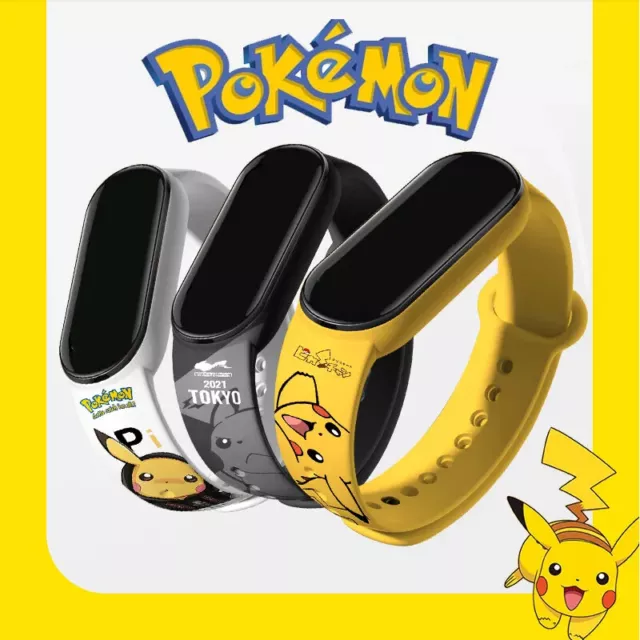 Reloj LED con correa de Pokémon, personaje de Anime, Pikachu, para niños