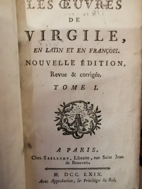 Livre Ancien Virgile  1769  Reliure Cuir