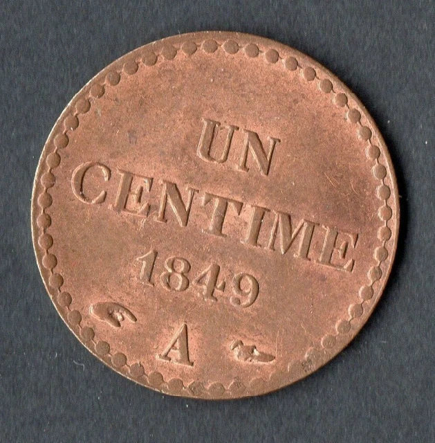Top Qualite Monnaie De 1 Centime Dupre En Bronze De 1849 A @ Paris @ Superbe N3