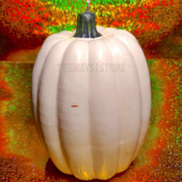 IVORY WHITE PUMPKIN SHAPED CANDLE 6" Thanksgiving Halloween winter squash gourd 3