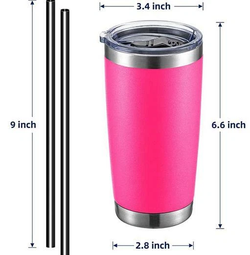 20 OZ Stainless Steel Tumbler Double Wall Vacuum Insulated Cup + Lids and Straw
