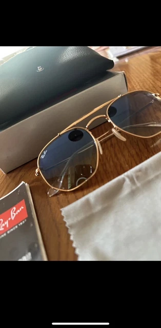 Occhiali da Sole Uomo Donna Ray-Ban Rb3648 The Marshal 001/3F Oro Esagonali Blu