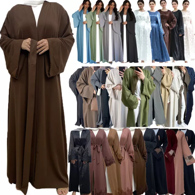 Open Kaftan Muslim Long Dress Women Dubai Cardigan Kimono Abaya Islamic Caftan