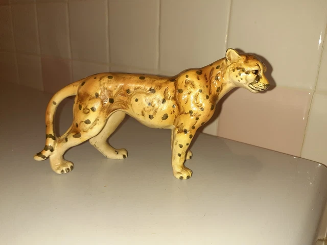 Vintage Ceramic Cheetah Figurine made in Japan 6.5" x 1.9" and 3.5" tall