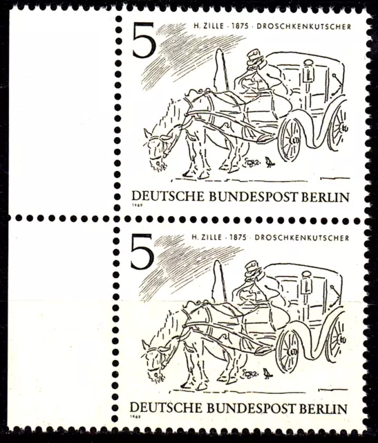 Berlin 330 postfrisch Paar senkrecht Rand links Jahrgang 1969 Post Kutsche Pferd