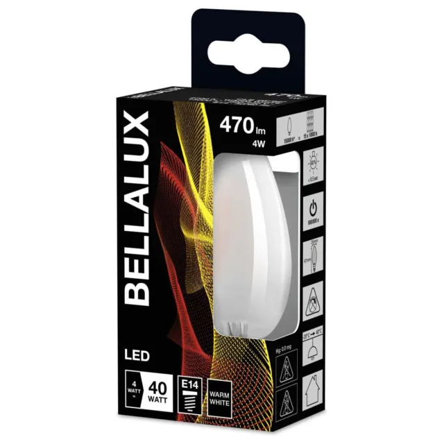Bellalux LED Filament Leuchtmittel Kerzenform 4W = 40W E14 matt 470lm warmweiß 3
