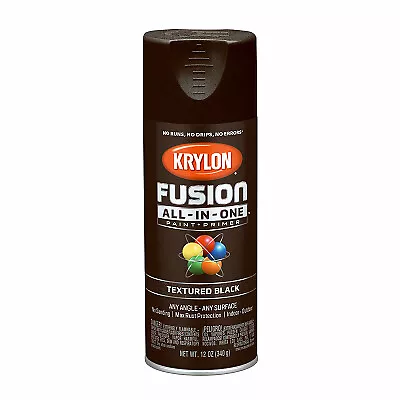 Krylon K02776007 Fusion All-In-One Spray Paint + Primer, Textured Black, 12-oz.