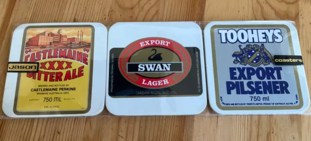 New & sealed. 6 Beer Coasters  Swan Lager. XXXX. Tooheys Draught etc