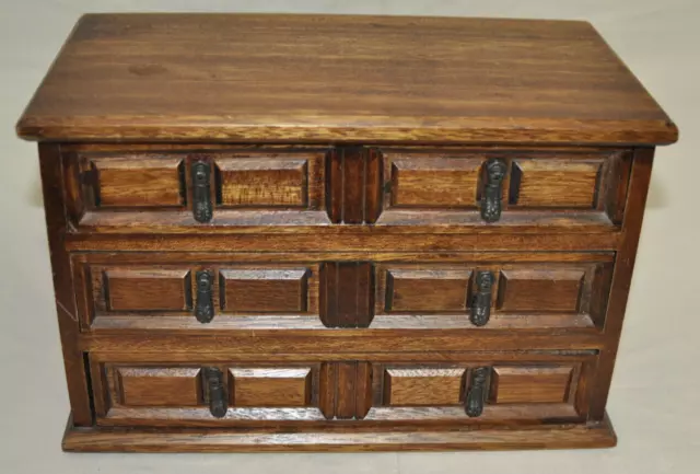 Mele Vintage Wooden Jewelry Box 3 Drawer Wood Jewel Case 10.5"x 6.75"x 5.5"