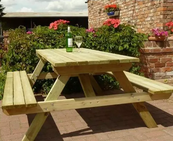 Wooden Picnic Bench Pub Table Garden Patio Sturdy 4Ft 5Ft 6Ft