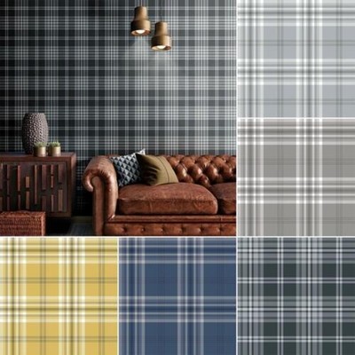 Arthouse Paese assegno Tartan modello 10m Carta da parati in Denim 902808 