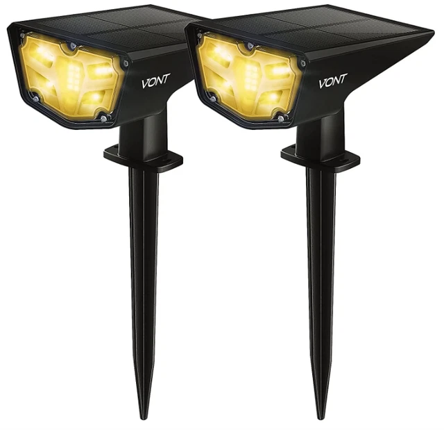 Vont LED Solar Lights - 2 Pack - Outdoor Mountable - Heat Ice Resistant