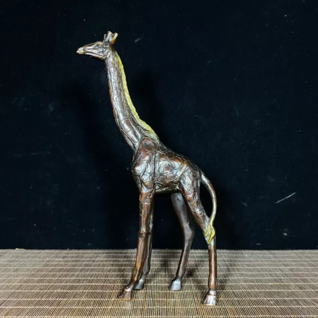 Collectible Chinese old copper gilt hand made giraffe statue ornaments