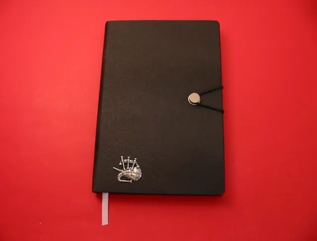 Bagpipes A5 Black Journal Notebook Scottish Music Gift Fathers Day Dad Xmas Gift