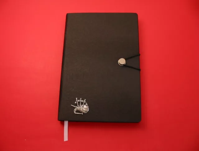 Bagpipes A5 Black Journal Notebook Scottish Music Gift Fathers Day Dad Xmas Gift