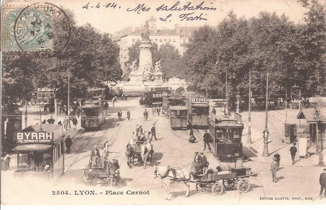 CPA 69 LYON. LA PLACE CARNOT.TRES ANIMEE.N°2504. ECRITE EN 1904 TBE (ref 53)