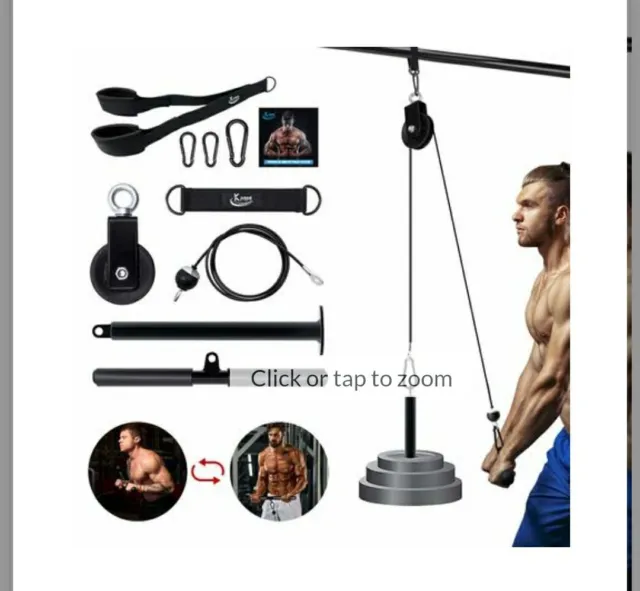 FITNESS LAT AND Lift Pulley System Home Gym Workout Equipment Training ...